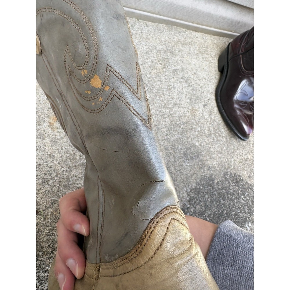Vtg Texas Two Tone Gray 8 EE Men's Western Boots Cowboy - Picture 10 of 12